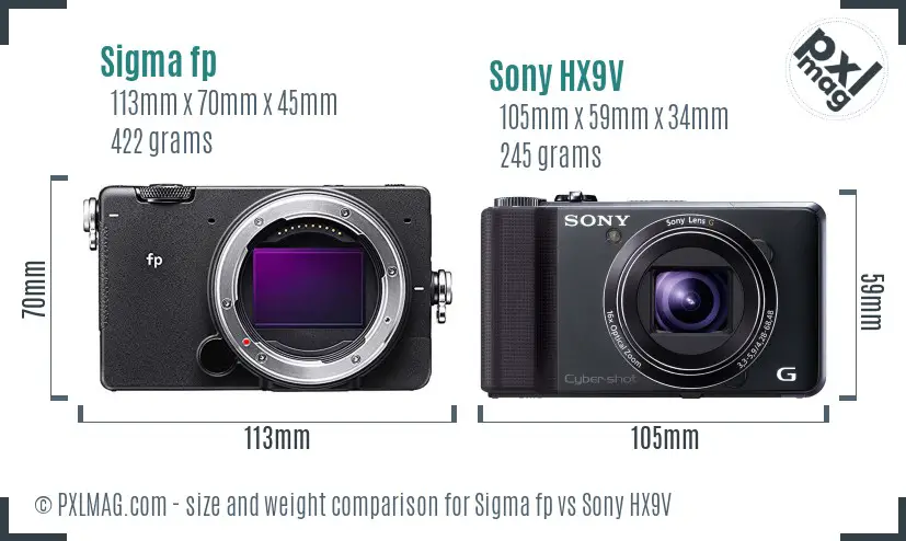 Sigma fp vs Sony HX9V size comparison Sigma fp vs Sony HX9V size comparison