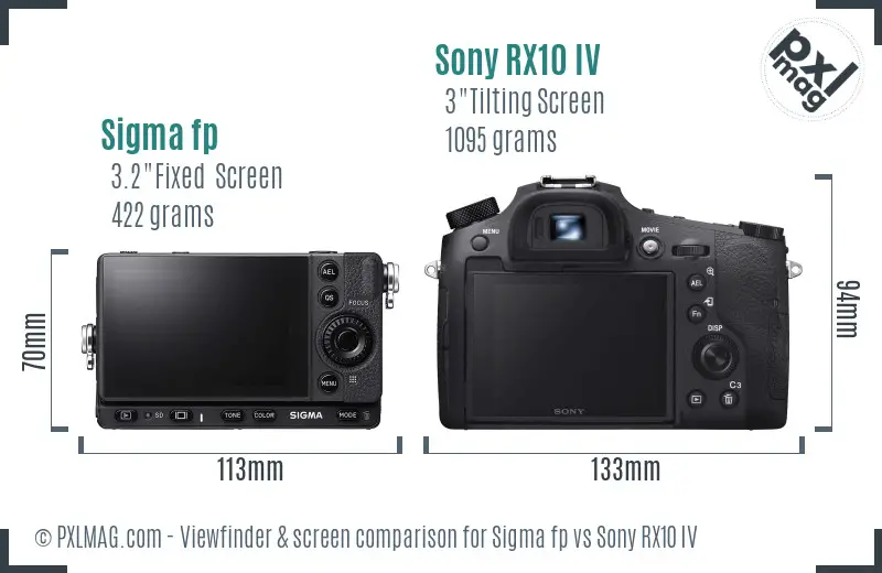 Sigma fp vs Sony RX10 IV Screen and Viewfinder comparison