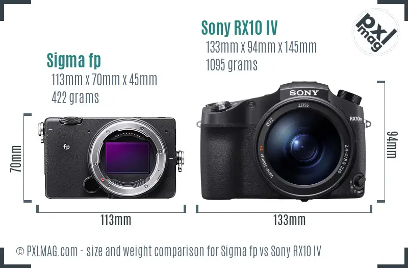 Sigma fp vs Sony RX10 IV size comparison