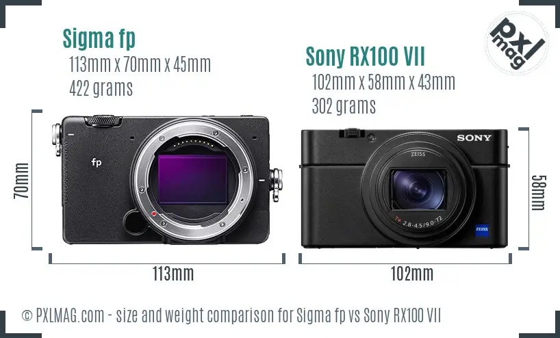 Sigma fp vs Sony RX100 VII size comparison