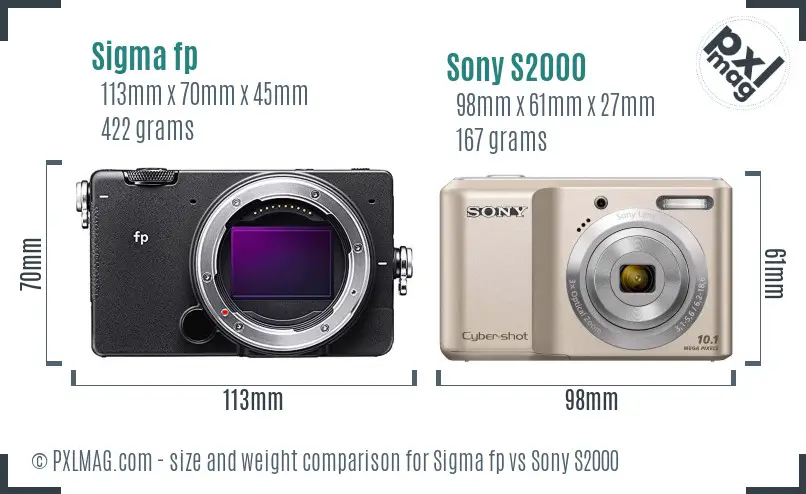 Sigma fp vs Sony S2000 size comparison