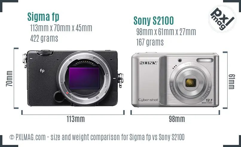 Sigma fp vs Sony S2100 size comparison