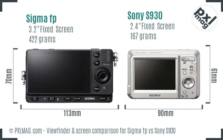 Sigma fp vs Sony S930 Screen and Viewfinder comparison