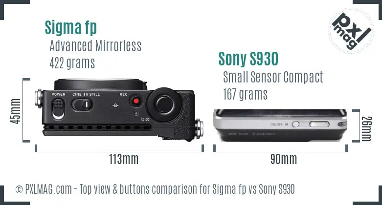 Sigma fp vs Sony S930 top view buttons comparison