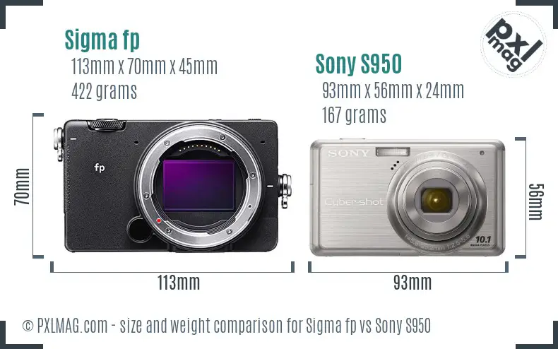 Sigma fp vs Sony S950 size comparison