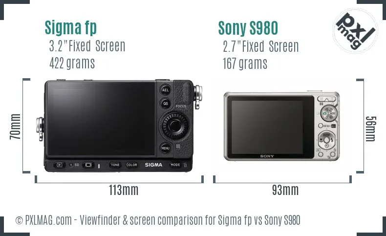 Sigma fp vs Sony S980 Screen and Viewfinder comparison