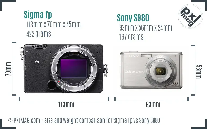Sigma fp vs Sony S980 size comparison