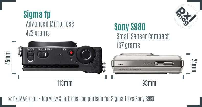 Sigma fp vs Sony S980 top view buttons comparison
