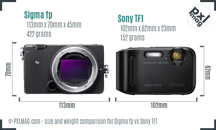 Sigma fp vs Sony TF1 size comparison