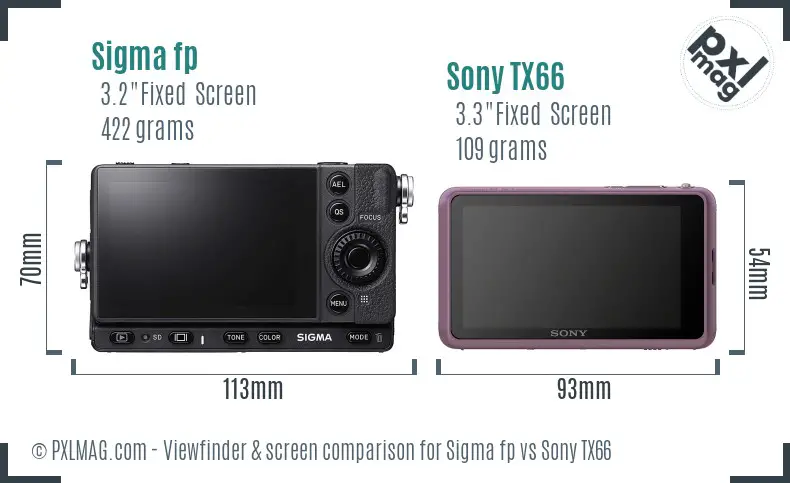 Sigma fp vs Sony TX66 Screen and Viewfinder comparison