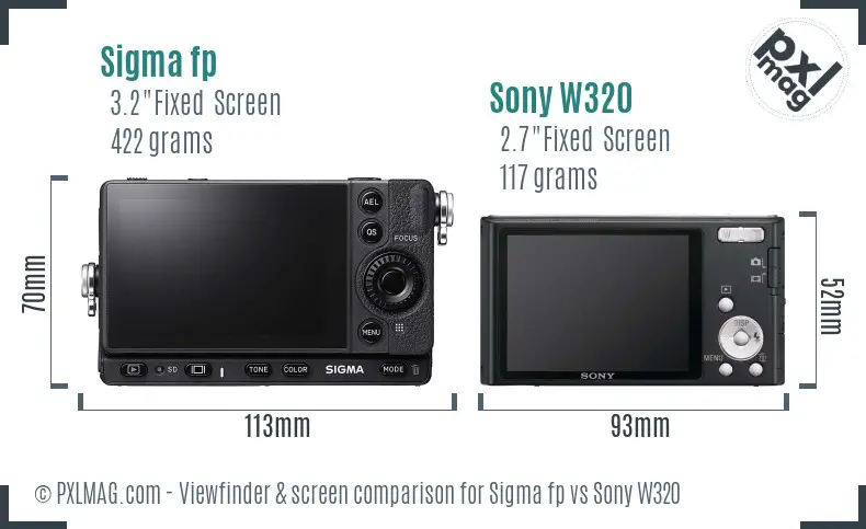 Sigma fp vs Sony W320 Screen and Viewfinder comparison