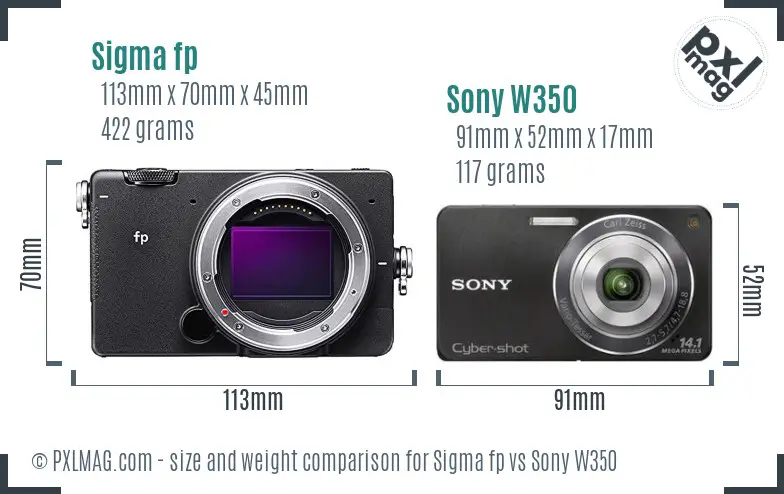 Sigma fp vs Sony W350 size comparison