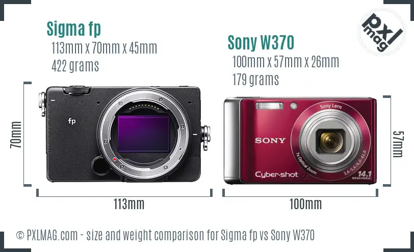 Sigma fp vs Sony W370 size comparison