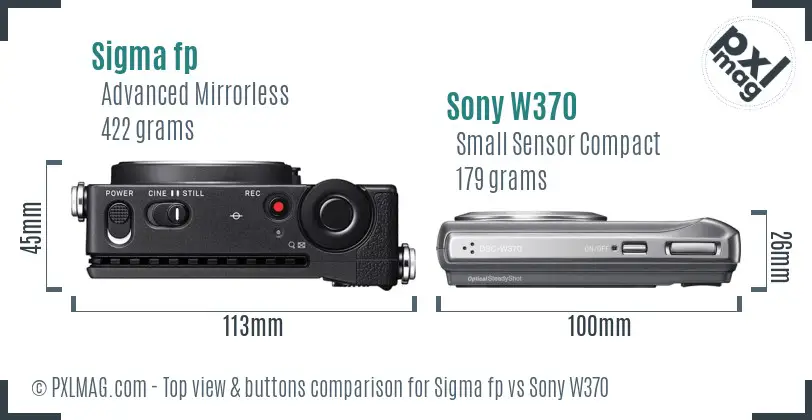 Sigma fp vs Sony W370 top view buttons comparison