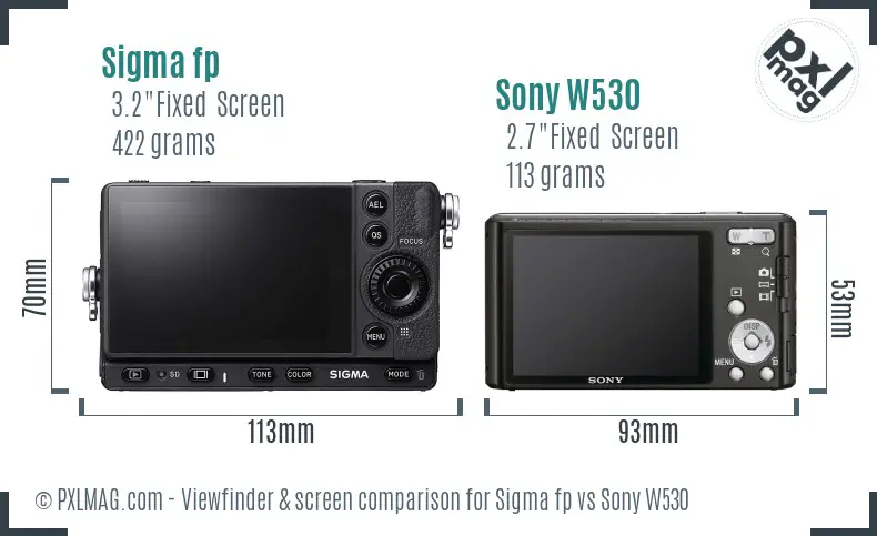 Sigma fp vs Sony W530 Screen and Viewfinder comparison