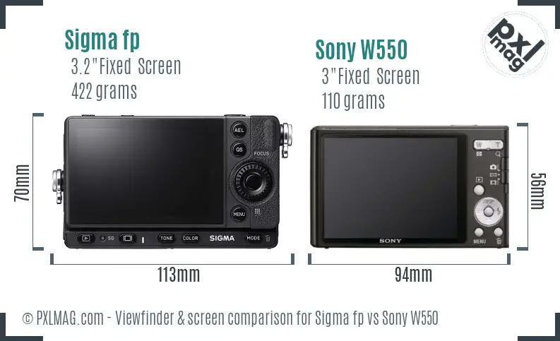 Sigma fp vs Sony W550 Screen and Viewfinder comparison