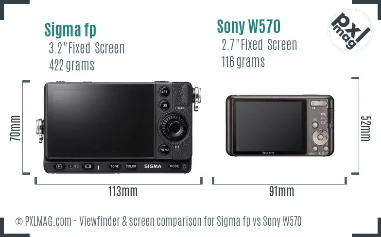 Sigma fp vs Sony W570 Screen and Viewfinder comparison