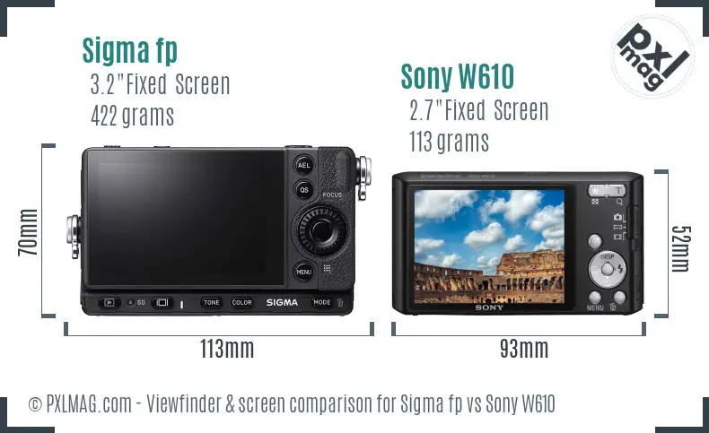 Sigma fp vs Sony W610 Screen and Viewfinder comparison