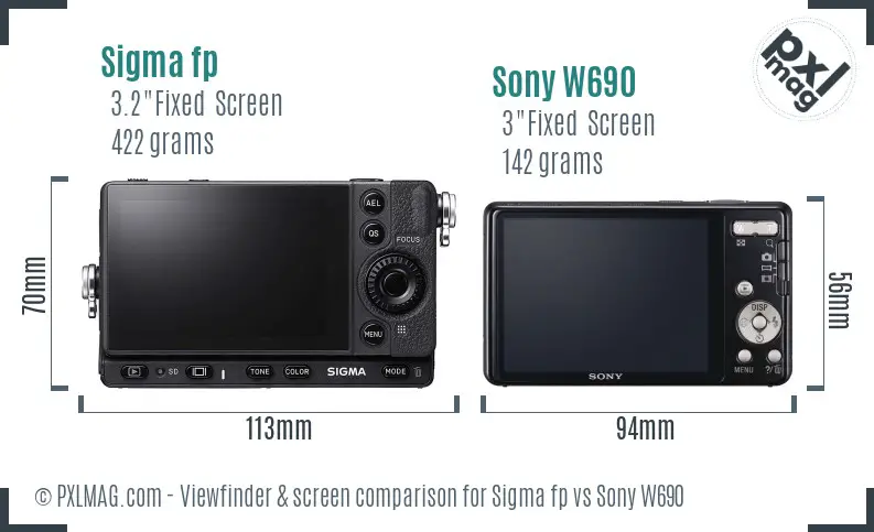 Sigma fp vs Sony W690 Screen and Viewfinder comparison