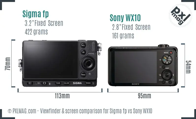 Sigma fp vs Sony WX10 Screen and Viewfinder comparison