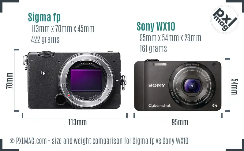 Sigma fp vs Sony WX10 size comparison