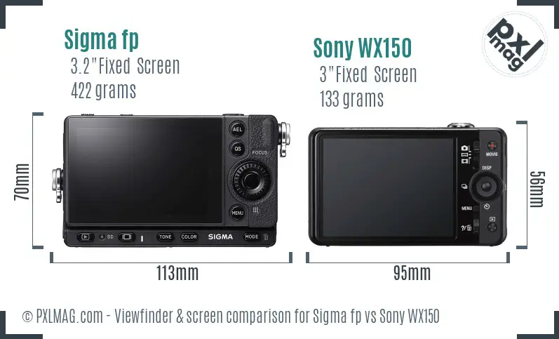 Sigma fp vs Sony WX150 Screen and Viewfinder comparison