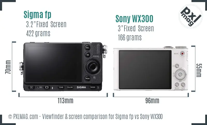 Sigma fp vs Sony WX300 Screen and Viewfinder comparison