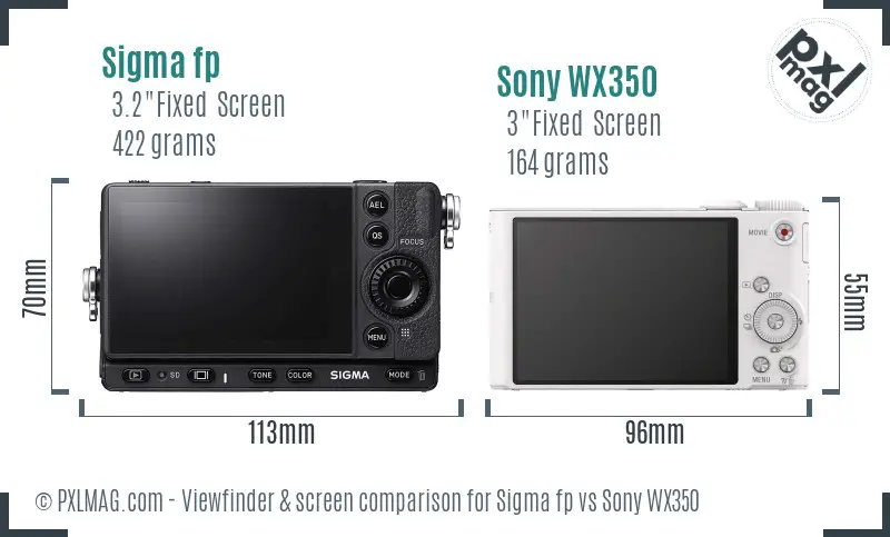 Sigma fp vs Sony WX350 Screen and Viewfinder comparison