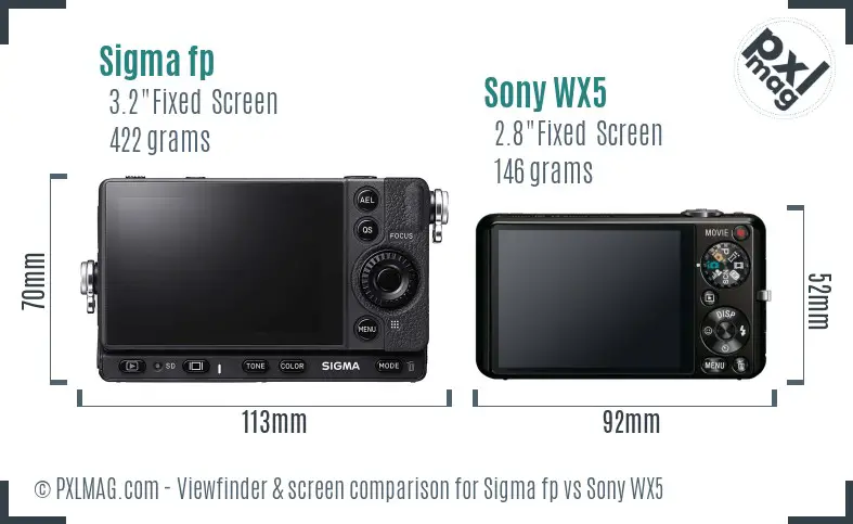 Sigma fp vs Sony WX5 Screen and Viewfinder comparison