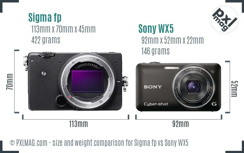 Sigma fp vs Sony WX5 size comparison