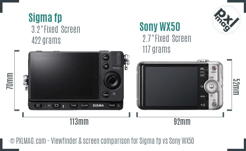 Sigma fp vs Sony WX50 Screen and Viewfinder comparison