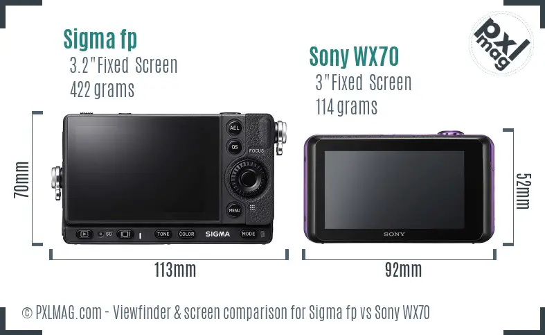 Sigma fp vs Sony WX70 Screen and Viewfinder comparison