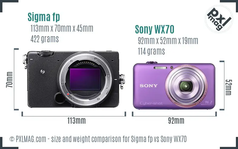 Sigma fp vs Sony WX70 size comparison