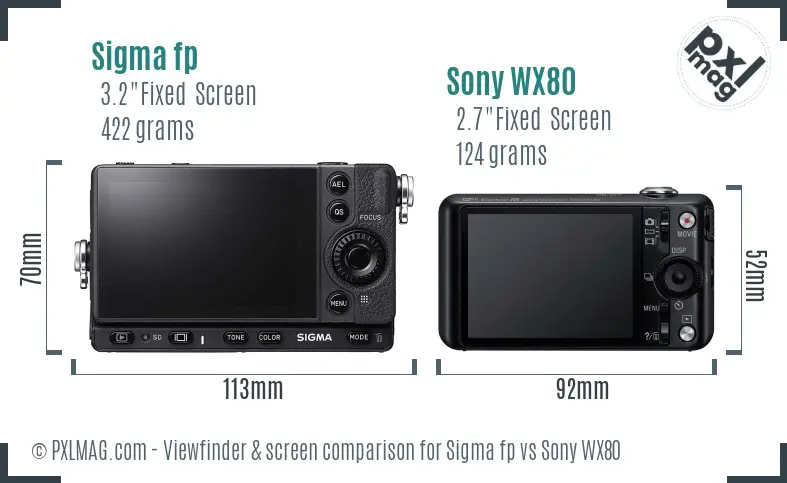 Sigma fp vs Sony WX80 Screen and Viewfinder comparison