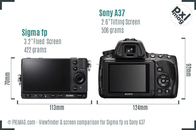 Sigma fp vs Sony A37 Screen and Viewfinder comparison