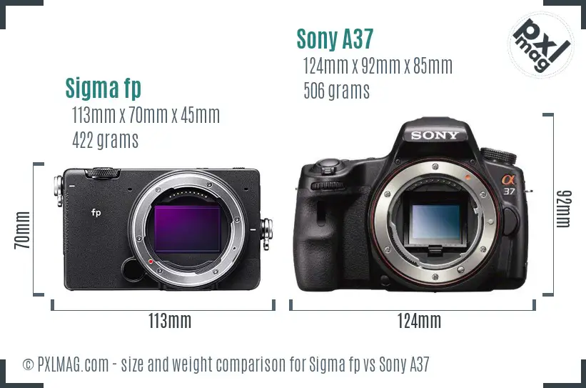Sigma fp vs Sony A37 size comparison
