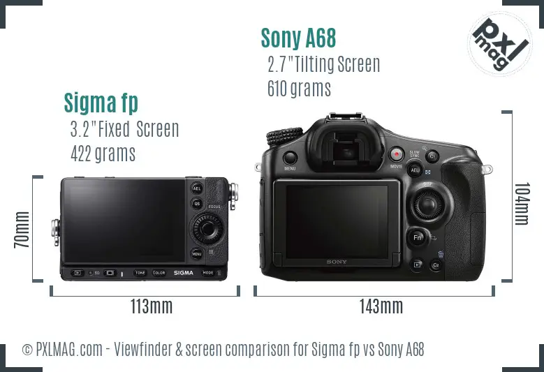 Sigma fp vs Sony A68 Screen and Viewfinder comparison