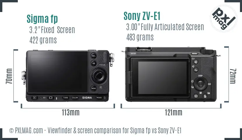 Sigma fp vs Sony ZV-E1 Screen and Viewfinder comparison Sigma fp vs Sony ZV-E1 Screen and Viewfinder comparison