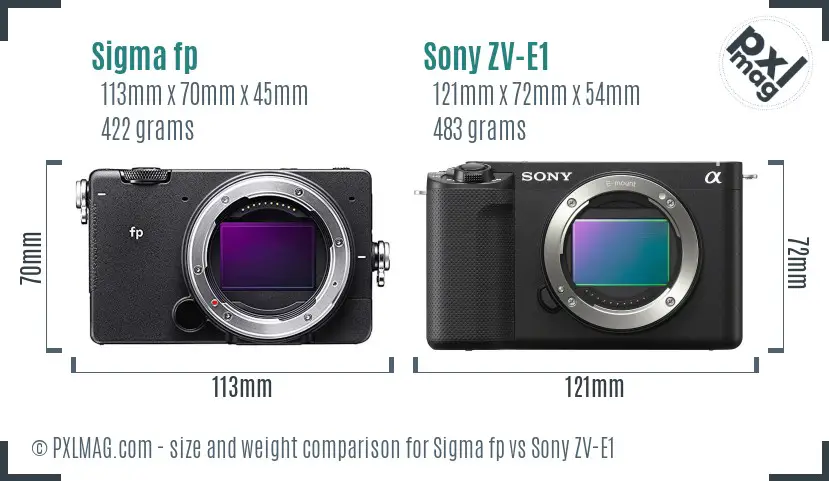 Sigma fp vs Sony ZV-E1 size comparison Sigma fp vs Sony ZV-E1 size comparison