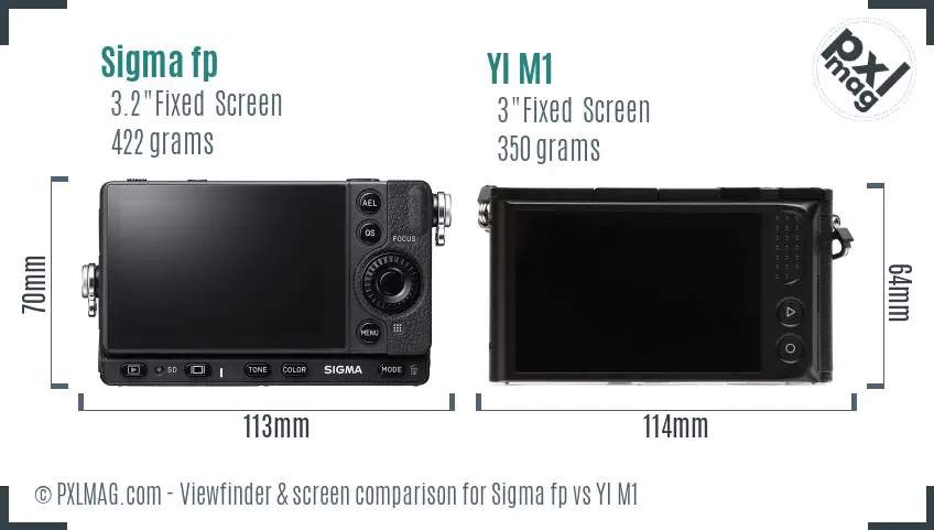 Sigma fp vs YI M1 Screen and Viewfinder comparison