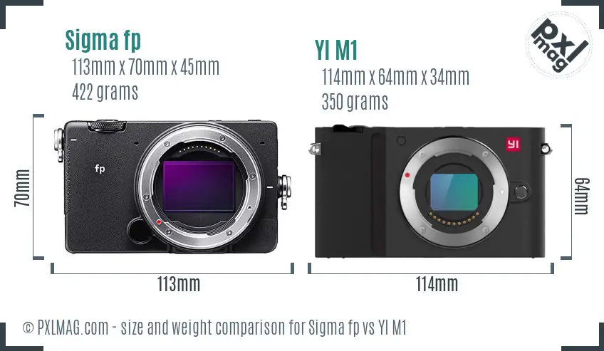 Sigma fp vs YI M1 size comparison