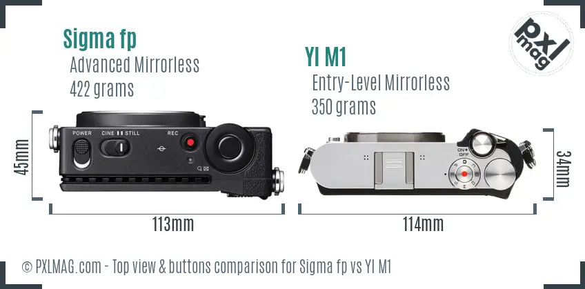 Sigma fp vs YI M1 top view buttons comparison