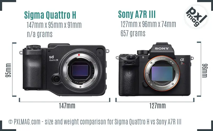 Sigma Quattro H vs Sony A7R III size comparison Sigma Quattro H vs Sony A7R III size comparison