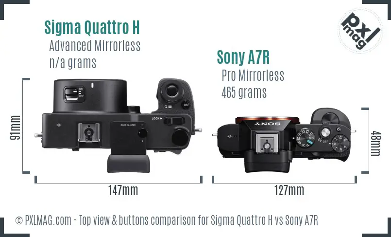 Sigma Quattro H vs Sony A7R top view buttons comparison