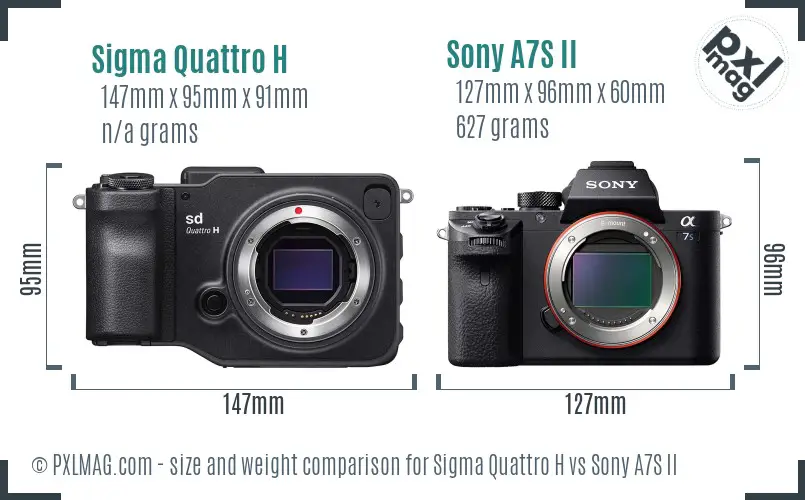 Sigma Quattro H vs Sony A7S II size comparison