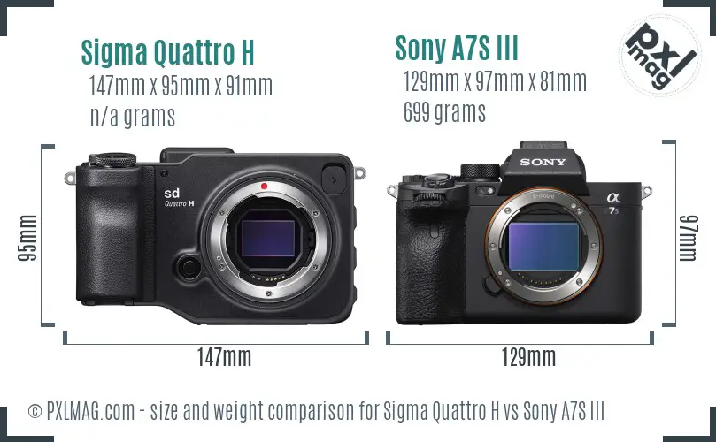 Sigma Quattro H vs Sony A7S III size comparison