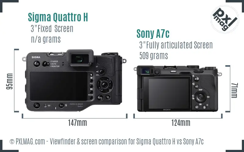 Sigma Quattro H vs Sony A7c Screen and Viewfinder comparison