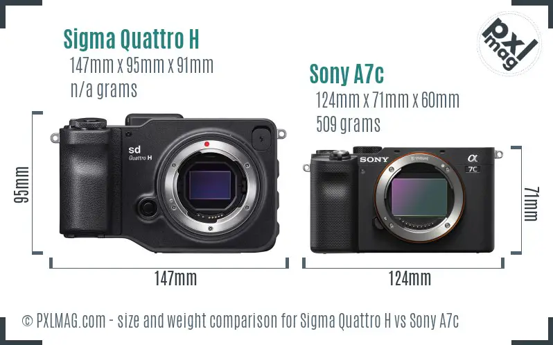 Sigma Quattro H vs Sony A7c size comparison