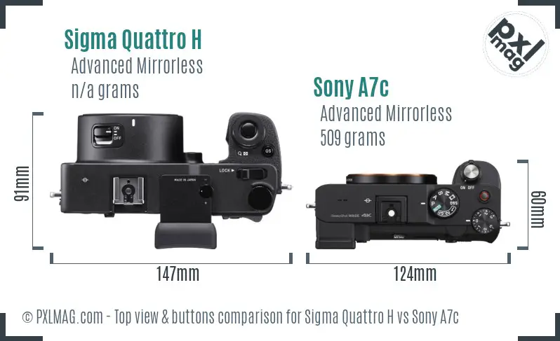 Sigma Quattro H vs Sony A7c top view buttons comparison