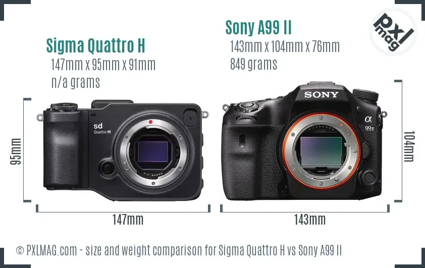 Sigma Quattro H vs Sony A99 II size comparison